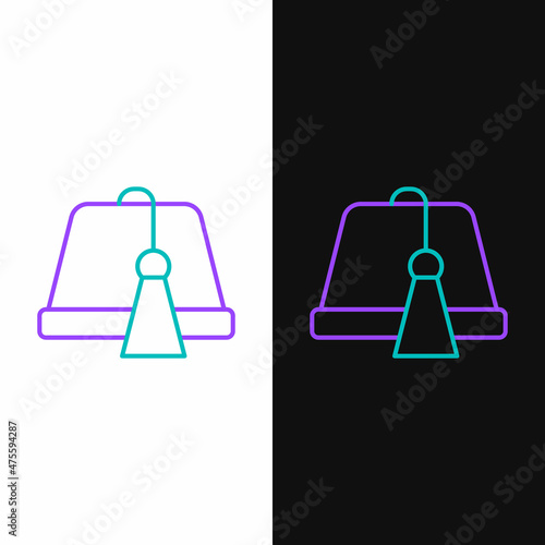 Line Turkish hat icon isolated on white and black background. Colorful outline concept. Vector