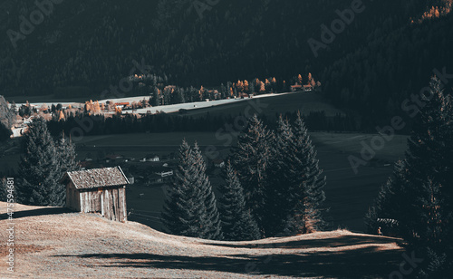 Beautiful landscapes and fields of Holzgau Lechtal, Austria in moody colors photo