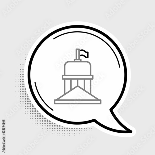 Line White House icon isolated on grey background. Washington DC. Colorful outline concept. Vector
