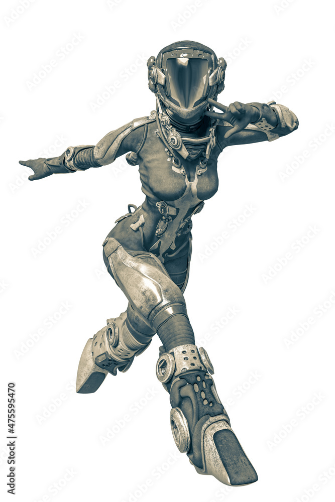 apocalyptic astronaut girl exploring arround apocalyptic astronaut girl exploring arround