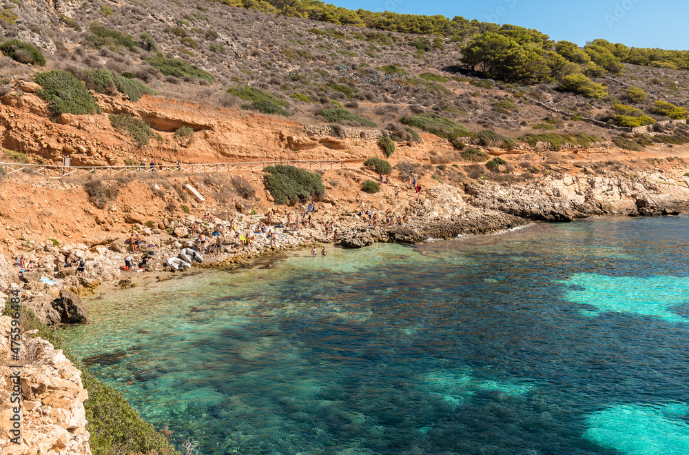 View of Cala Fredda beach on the Levanzo island in the Mediterranean sea of Sicily, province of Trapani, Itay