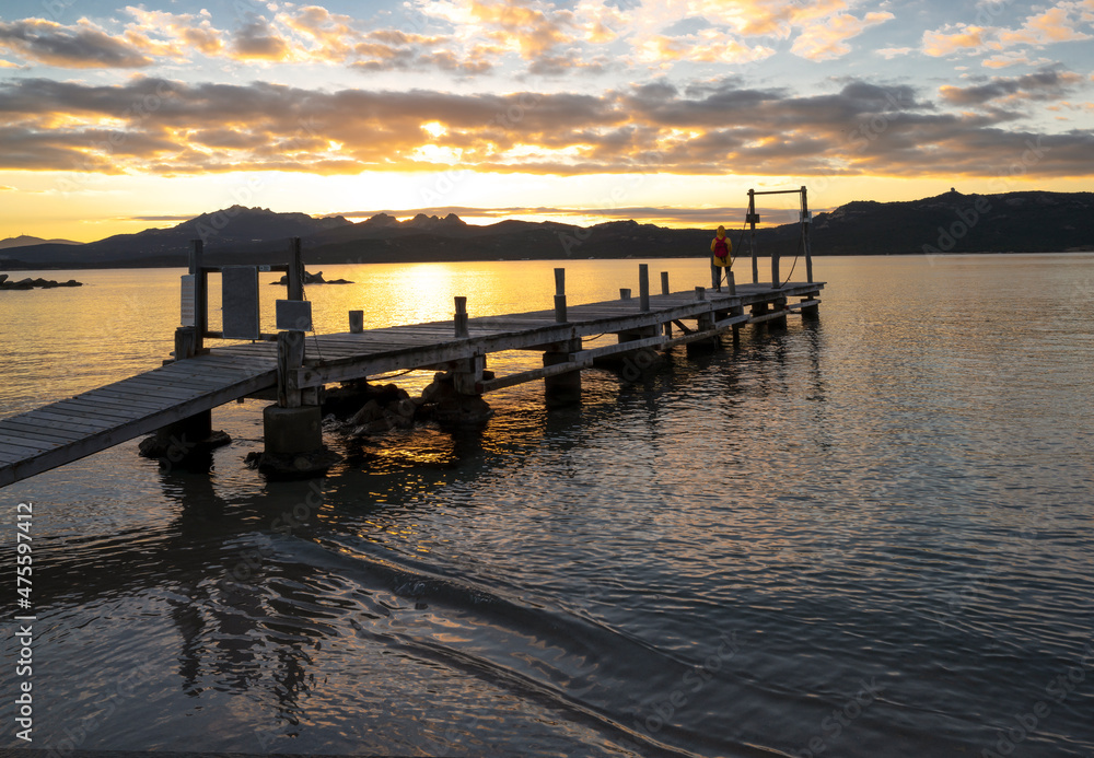 Fototapeta premium Landscape of Sardinia in winter at sunset, Capriccioli, Olbia