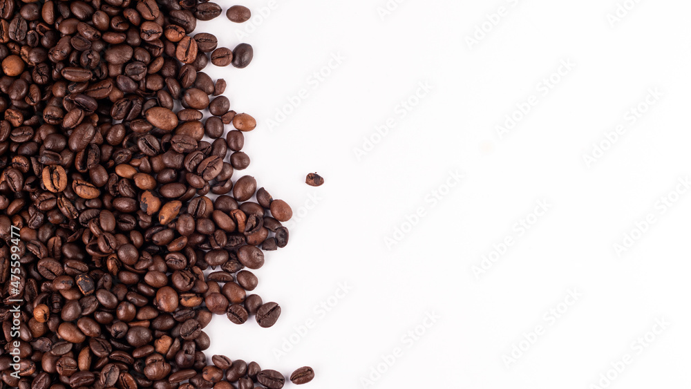 Coffee beans borders made from roasted coffee beans. Top view, close up, place for text. Blank for text. Coffee beans borders made from roasted coffee beans. Top view, close up, place for text. Blank for text.