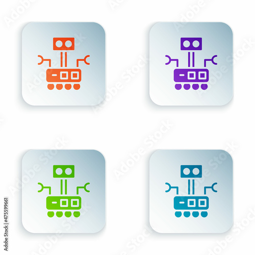 Color Robot icon isolated on white background. Artificial intelligence, machine learning, cloud computing. Set colorful icons in square buttons. Vector