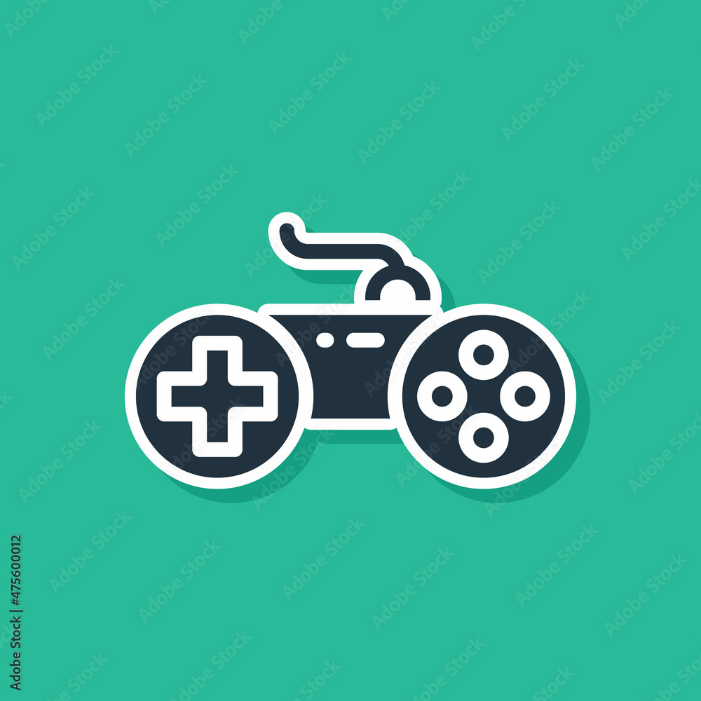 Blue Gamepad icon isolated on green background. Game controller. Vector Blue Gamepad icon isolated on green background. Game controller. Vector