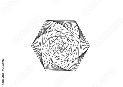 Grafika przedstawiająca figurę geometryczną powstałą w wyniku przekształceń sześcikąta.