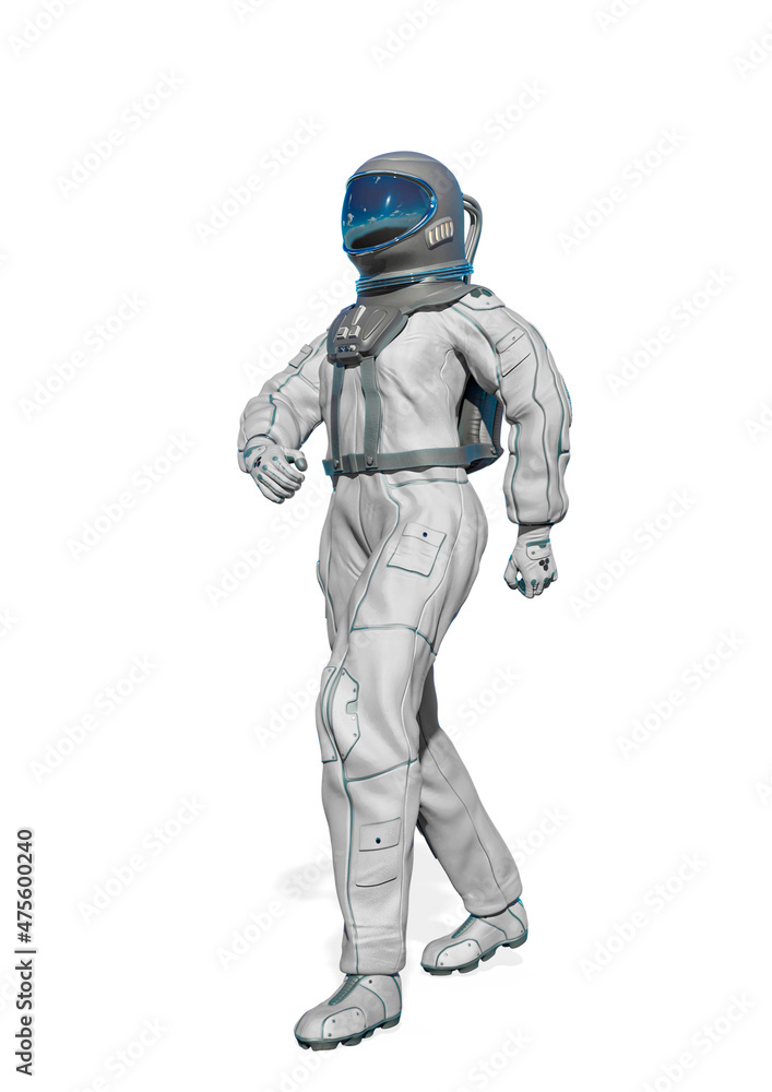 astronaut is walking on white background