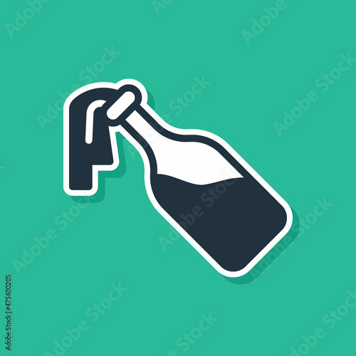 Blue Cocktail molotov icon isolated on green background. Vector