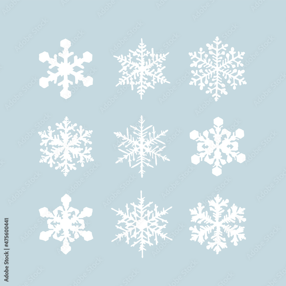 A set of snowflakes to create a winter pattern. Hand-drawn style A set of snowflakes to create a winter pattern. Hand-drawn style