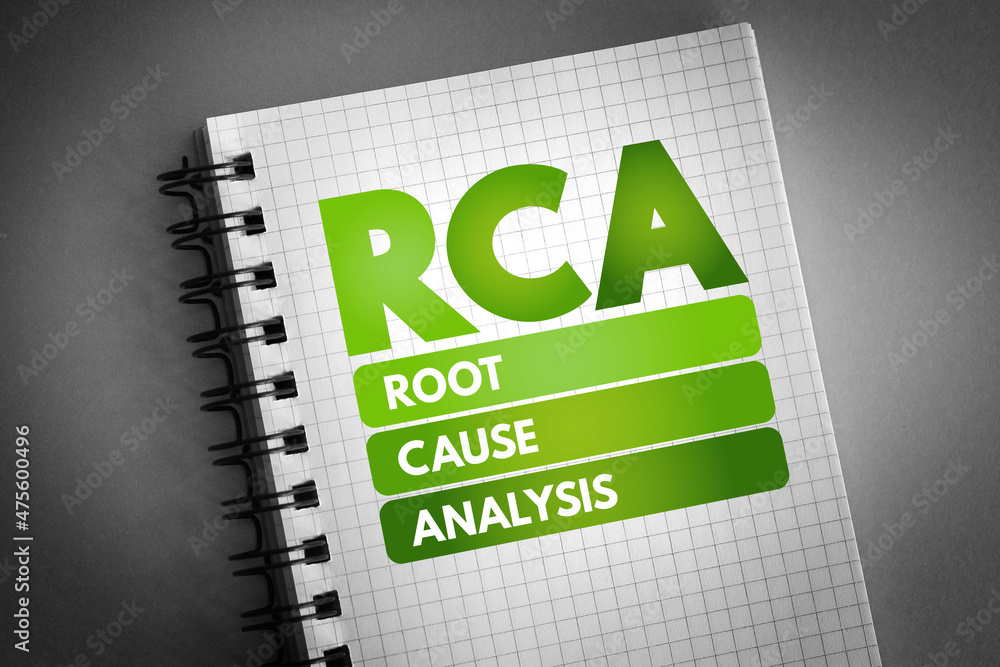 RCA - Root Cause Analysis acronym on notepad, concept background Stock ...