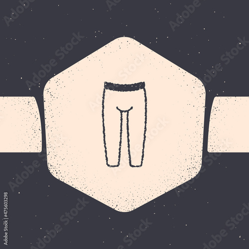 Grunge Leggings icon isolated on grey background. Monochrome vintage drawing. Vector