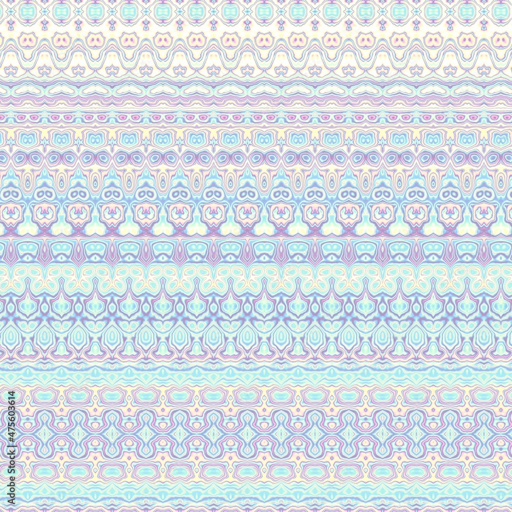 Abstract digital fractal pattern. Abstract vintage ornamental texture. Gamma of pastel colors. Symmetric decorative ornament pattern in Art Nouveau style.