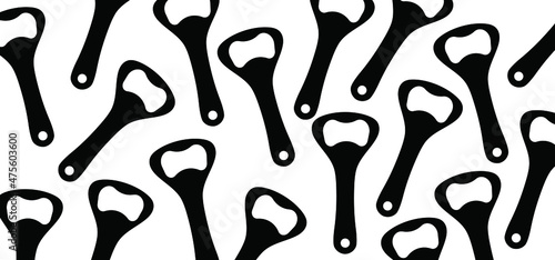 Bottle opener pattern banner, Vector Bottle cap icon or symbol. Dry january. Restaurant, cafe or bar seamless logo. Beer bottles opener banner.