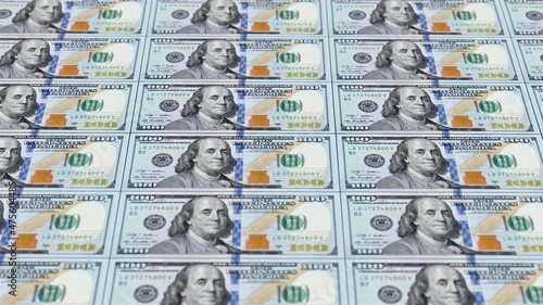 One Hundred Dollars. It's Moving to the Right. Looped Animation.