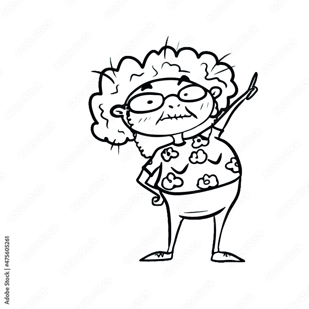 Obraz premium Vector design for postcard backgrounds and fabrics.Funny granny