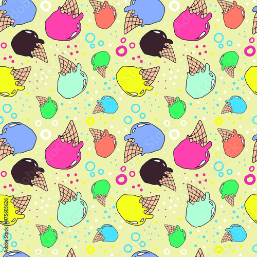 Vector design for postcard backgrounds and fabrics.Cute seamless ice cream design