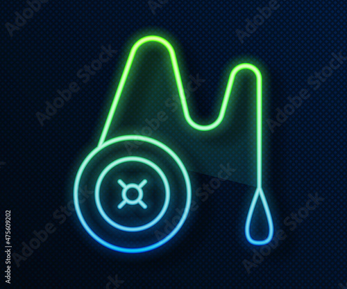 Glowing neon line Yoyo toy icon isolated on blue background. Vector