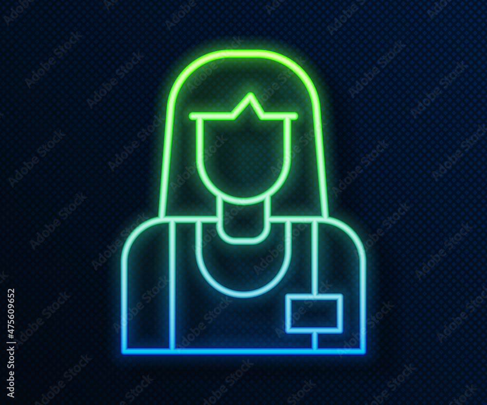 Glowing neon line Seller icon isolated on blue background. Vector Glowing neon line Seller icon isolated on blue background. Vector