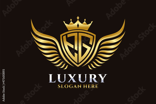 Luxury royal wing Letter TG crest Gold color Logo vector, Victory logo, crest logo, wing logo, vector logo template.