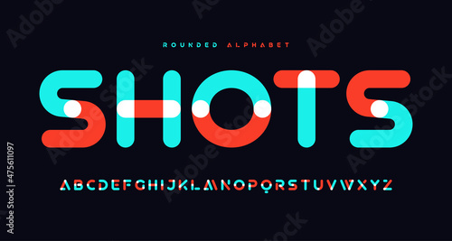 Modern trendy rounded sans serif vector alphabet, uppercase letter set
