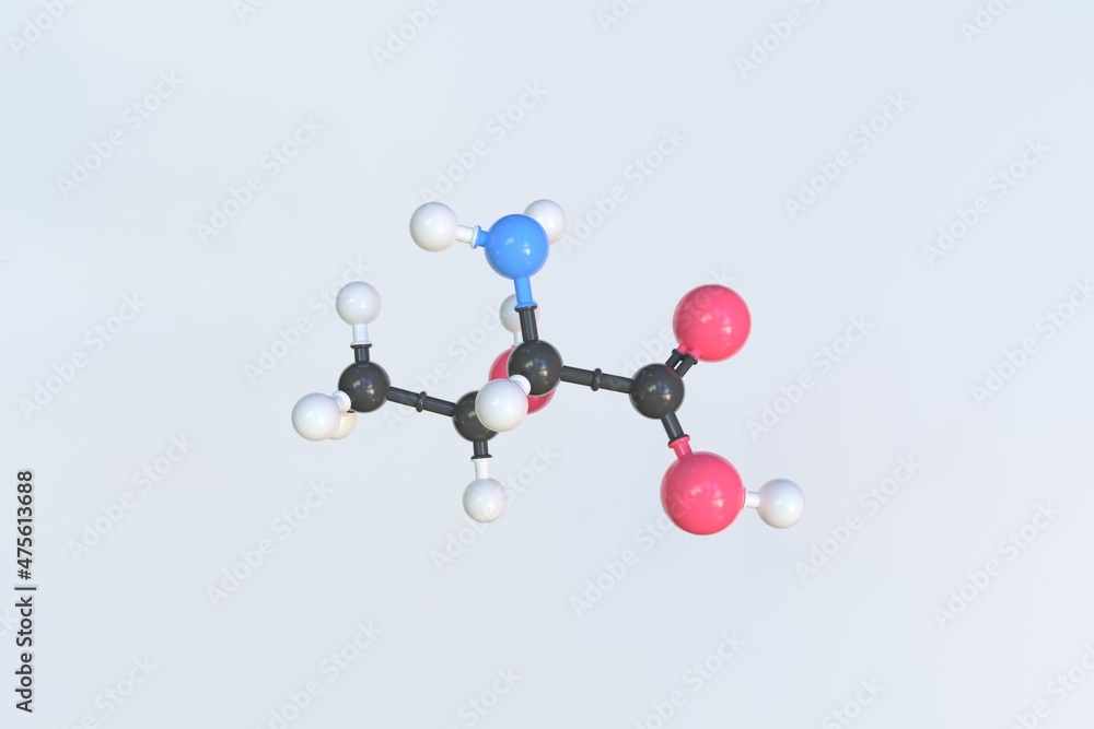Threonine molecule, scientific molecular model, looping 3d animation Threonine molecule, scientific molecular model, looping 3d animation