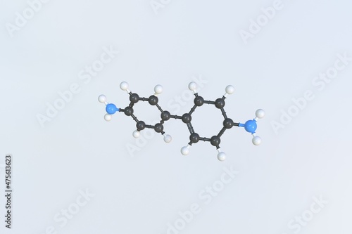 Benzidine molecule. Isolated molecular model. 3D rendering photo