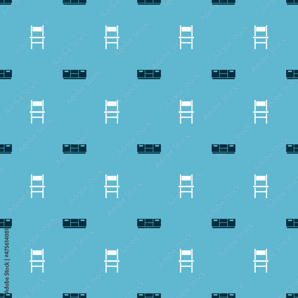 Set Furniture nightstand and Chair on seamless pattern. Vector Set Furniture nightstand and Chair on seamless pattern. Vector