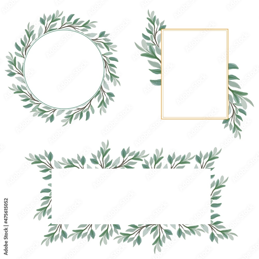 Fototapeta premium leaves frame collection for greeting and invitation
