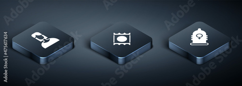 Set Isometric Female, Condom and in package icon. Vector