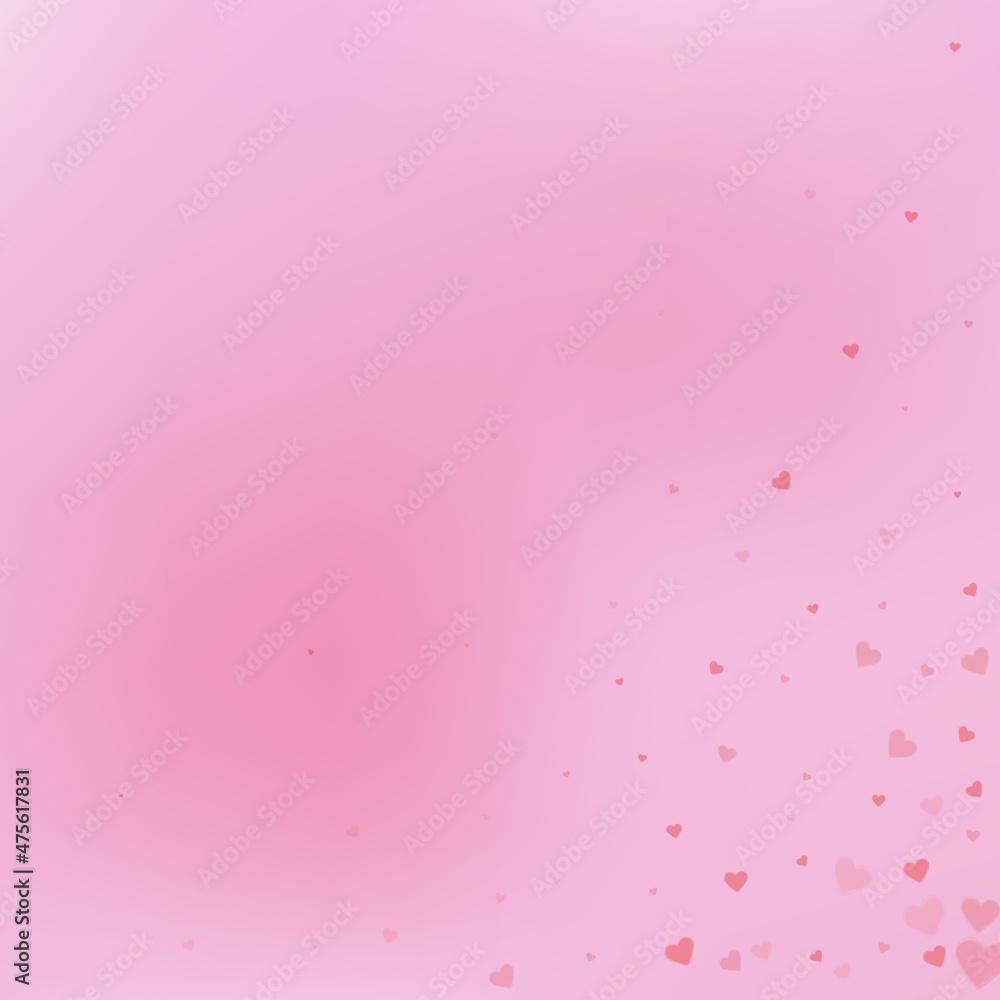 Red heart love confettis. Valentine's day corner o Red heart love confettis. Valentine's day corner o