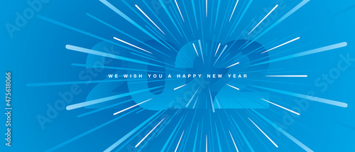 We wish you a Happy New Year 2022 high speed light blue black type typography background greeting card