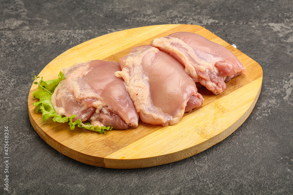 Raw chicken boneless and skinless leg Raw chicken boneless and skinless leg