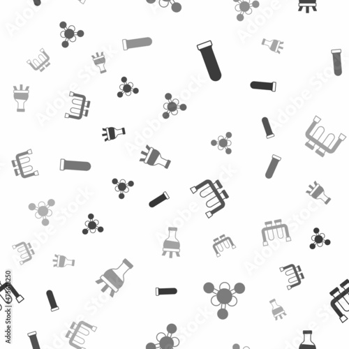 Set Test tube, Molecule, and on seamless pattern. Vector