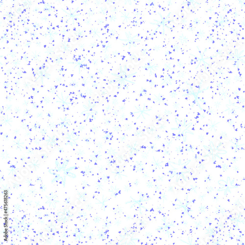 Hand Drawn Snowflakes Christmas Seamless Pattern. Subtle Flying Snow Flakes on chalk snowflakes Background. Alive chalk handdrawn snow overlay. Uncommon holiday season decoration.