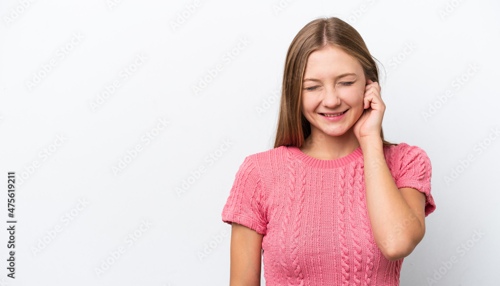 Young Russian woman isolated on white background laughing Young Russian woman isolated on white background laughing
