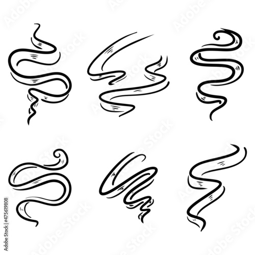 set of doodle smoke symbol. Aroma smell icon. hand drawn Vector illustration.