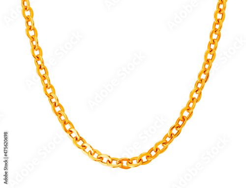 Gold jewelry. Gold chain necklace isolated