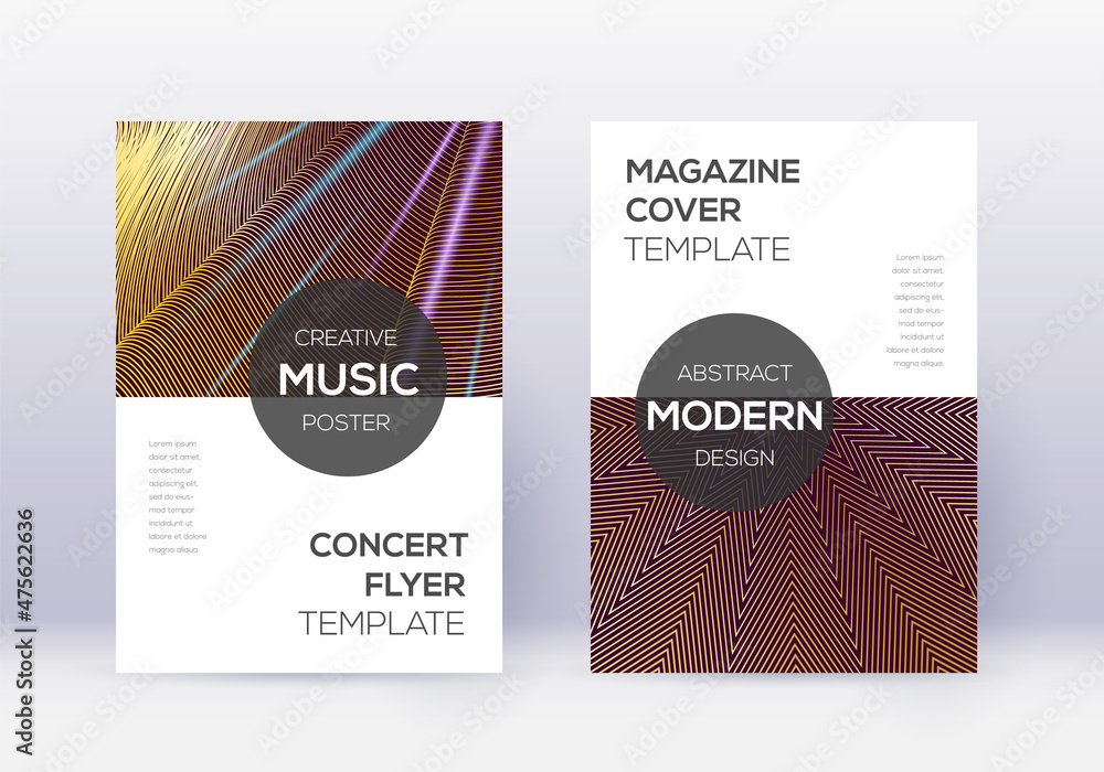 Fototapeta premium Modern cover design template set. Gold abstract li
