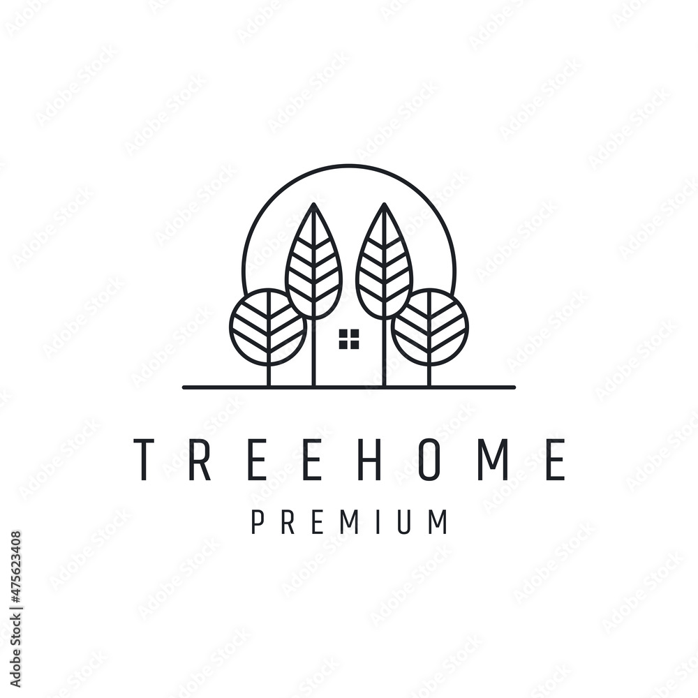 Tree Home logo icon design template 