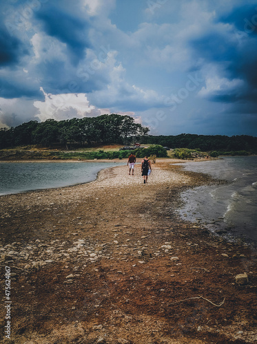walking on the beach