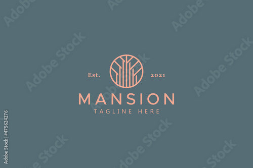 Premium Residential Tower Palace Mansion Logo Concept.
