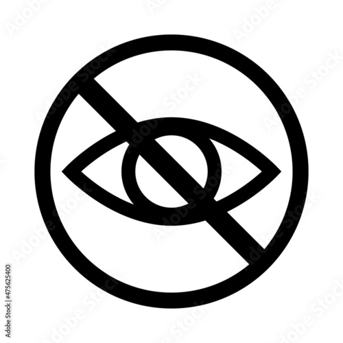 Stop mark and eye icon. Vector showing don't look.