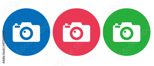 A set of round, colorful camera icons. Simple vector illustration that can be used for photography and other purposes.