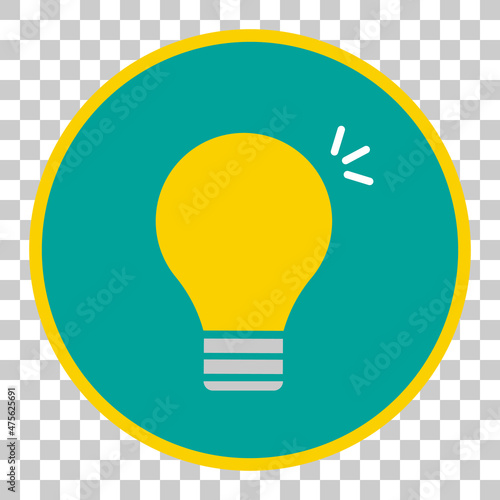 Round badge icon for light bulbs. Vectors that can be used for hints and explanations.