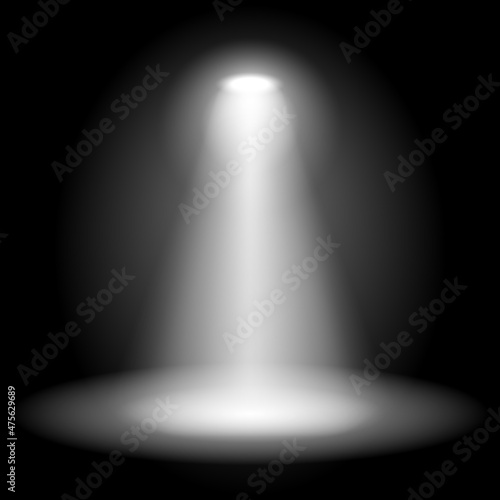 white stage spotlight vector on black background