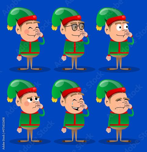 Christmas Elf with sympathy. Vector cartoon character illustration of Santa Claus's little worker, helper.