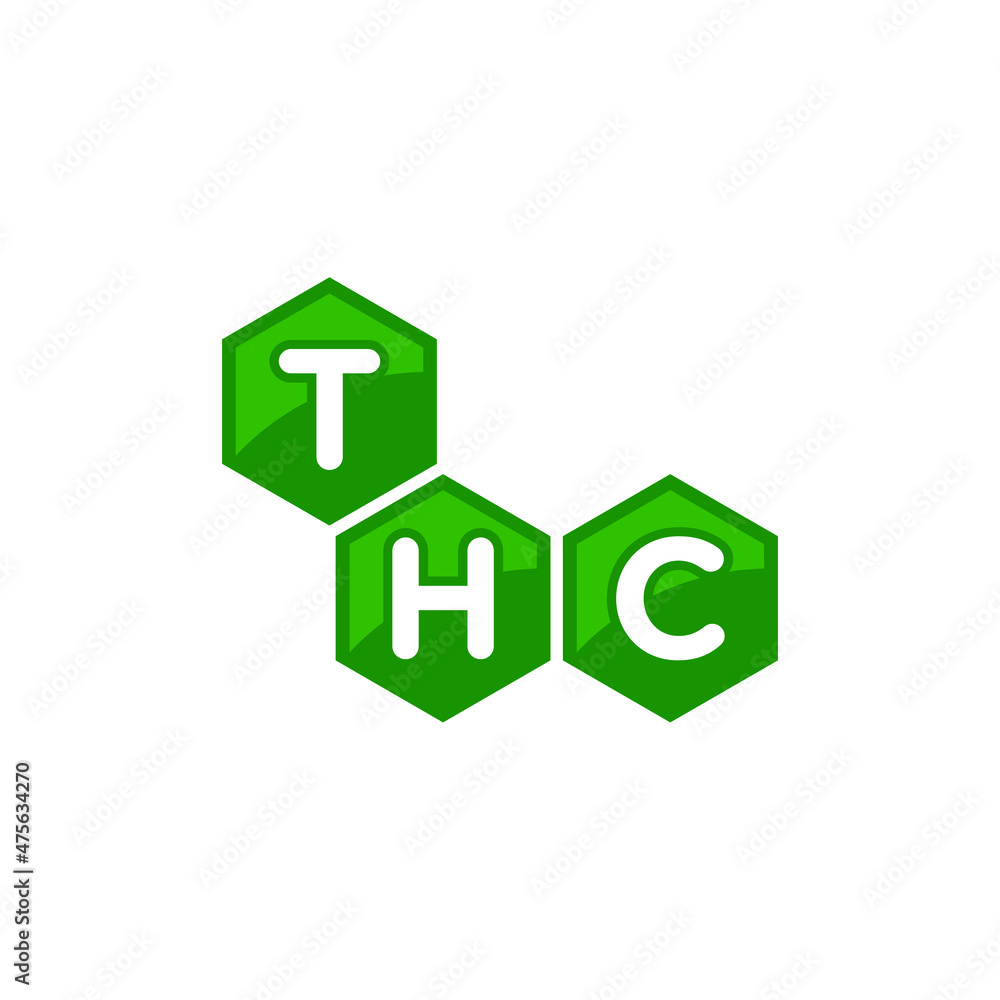 Green Hexagon and letter THC. Logo Design. Vector Illustration. Green Hexagon and letter THC. Logo Design. Vector Illustration.