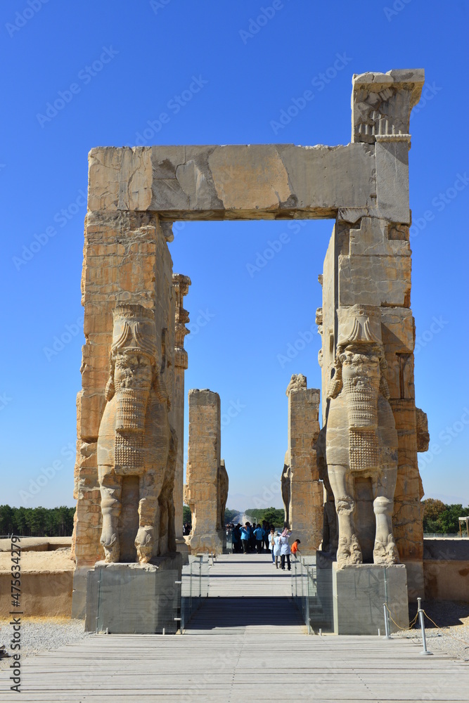 Persapolis, Iran. Ruins of Persapolis, the capital of Persian Empire later destroyed by Alexander the great. Historical city of Persapolis in Shiraz, Iran