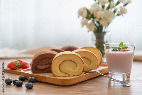Wallpaper Mural Cake and a cup of yogurt on the table Torontodigital.ca