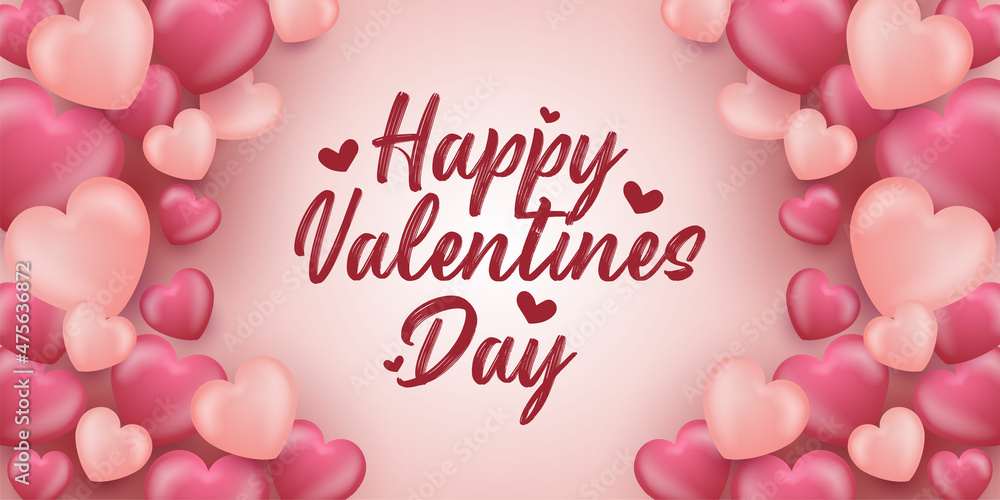 Happy Valentine's day banner with sweet happy Valentines day greetings in the middle